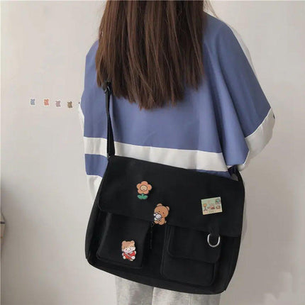 Cute Girl Crossbody Canvas Bag Womens Shoulder Bag Messenger Handbag Casual Tote