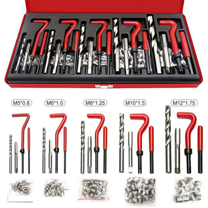 Thread Repair Kit 131 Pieces Helicoil-type M5 M6 M8 M10 M12 Twist Drill Bits - Aimall
