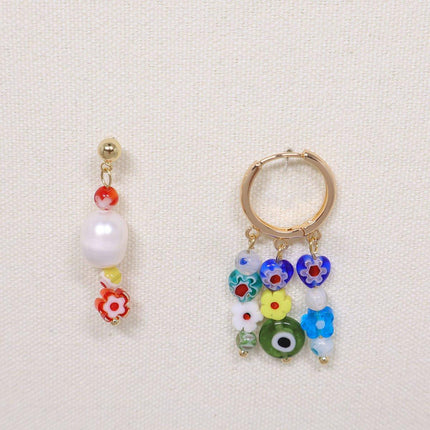 Handmade Colorful Flower Beaded Earrings Bohemian Fashion Jewelry Gift