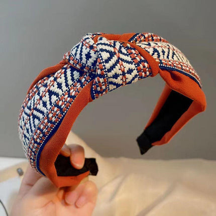 Women Lady Retro Boho Embroidery Cotton Wide Hair Headband Head Wrap Band hoop - Aimall