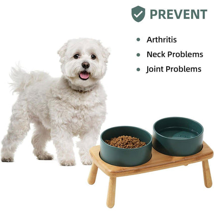 Ceramic Elevated Dog Bowl Anti-Slip Double Bowl for Small Medium Large Dogs