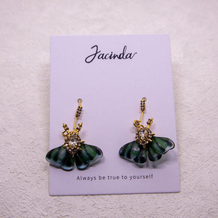 Fashion Vintage Green Fluttering Butterfly Earrings Elegant Jewelry for Women