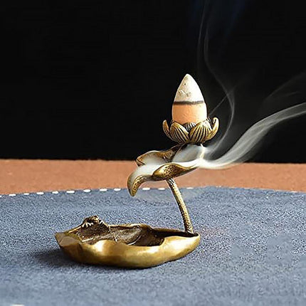 Lotus Flower Incense Holder Flowing Backflow Burner Home Office Decor Ornament