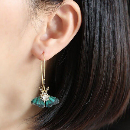 Fashion Vintage Green Fluttering Butterfly Earrings Elegant Jewelry for Women