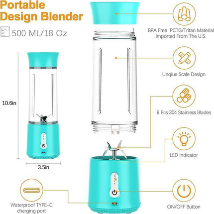 Portable Electric Fruit Juicer Smoothie Blender USB Rechargeable Travel Bottle - Aimall