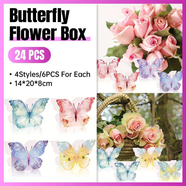 24pcs Tea Party Flower Decoration Snack Box 3D Butterfly Birthday Wedding Box
