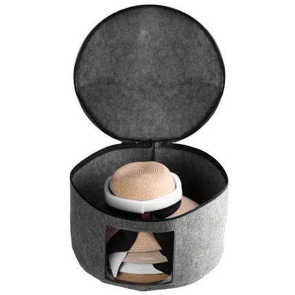 Felt Storage Bucket Handheld Zip Storage Bin with Lid for Household Organisation