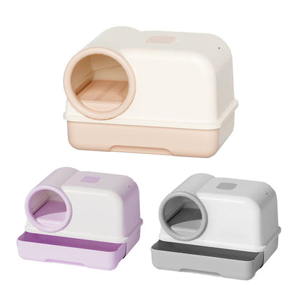 Plastic Fully Enclosed Cat Litter Box with Drawer Odor Control Litter Pan Cats