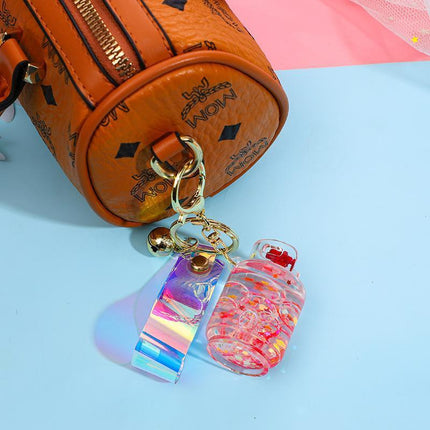 Quicksand Keychain Liquid Oil Keyring Bag Pendant Floating Peal Keyring - Aimall
