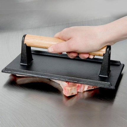 Cast Iron Meat Press Rectangular Grill BBQ Steak Press for Outdoor Cooking