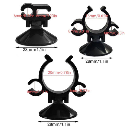10X Double Clip Suction Cup Holder for Aquarium Tube and Rod Mounting Support