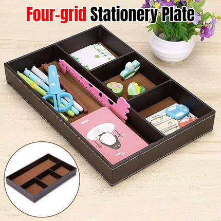 Leather Desktop Organizer Multi-functional Storage Tray Key Jewellery Box