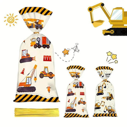 150pcs Construction Truck Candy Bags Excavator Snack Cookie Gift Packagin