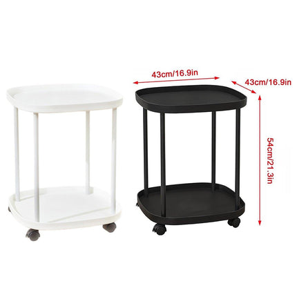 2 Tier Mobile Side Table Coffee Table with Storage Shelf Living Room Furniture