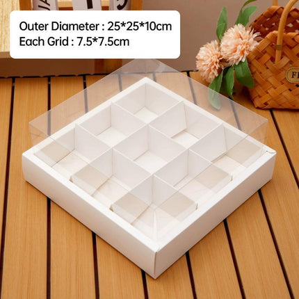 Clear Plastic Nine-grid Cake Box Pack of 10 Storage Containers High Quality