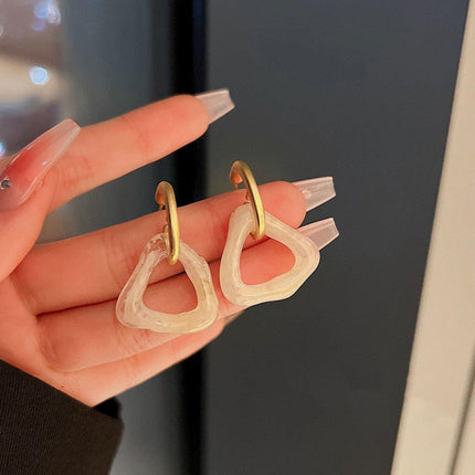 Retro Geometric Triangle Coffee Beige Earrings Women Girls Trendy Fashion