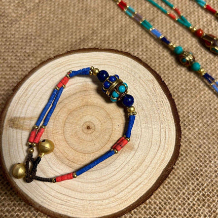 Ethnic Style Handmade Bracelet Color Stone Sky Bead Fashion Round Bead Bracelet