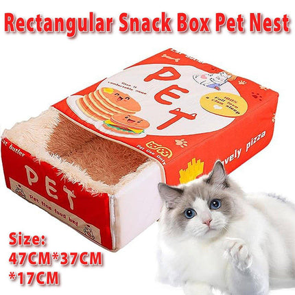 Washable Cat Bed Rectangle Snack Shape Comfortable Cat House Machine Washable