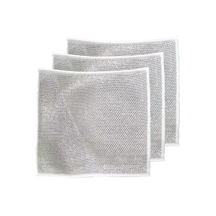 10PCS Double Layer Dishcloth Non-stick Oil Kitchen Cleaning Cloth Metal Fiber