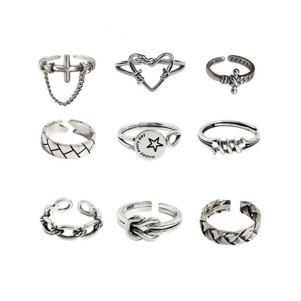 Silver Vintage Index Finger Ring Women Fashion Jewelry Adjustable Statement
