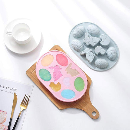 2PCS Easter Rabbit Egg Silicone Molds DIY Baking Mold for Cake Chocolate Decor