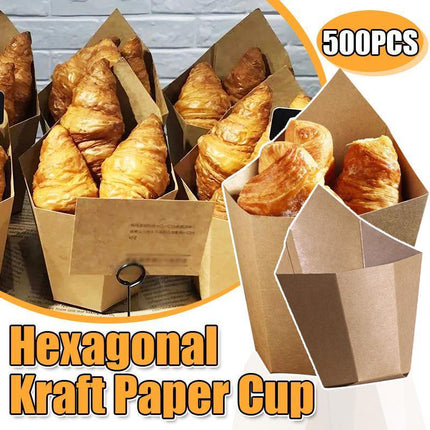 500PCS French Fries Cups Disposable Kraft Paper Cups Snack Containers Aimall