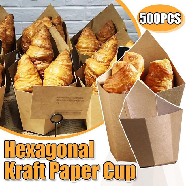 500PCS French Fries Cups Disposable Kraft Paper Cups Snack Containers Aimall