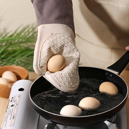 Silicone Oven Mitts Long Heat Resistant Anti-Hot Microwave Insulation Gloves
