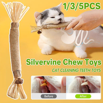 Cat Toys Silvervine Chew Stick Kitten Treat Catnip Toy Grinding Tooth Cleaning - Aimall