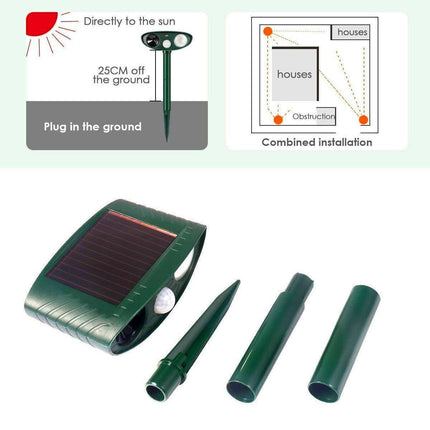 Solar Powered Ultrasonic Animal Bird Repeller Outdoor Pest Insect Control Device