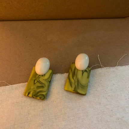 Green Square Vintage Earrings Retro Style Jewellery Women Girls Fashion Gift