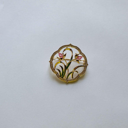 Retro Orchid Brooch Classic Chinese Style Delicate Pin Cheongsam Decoration