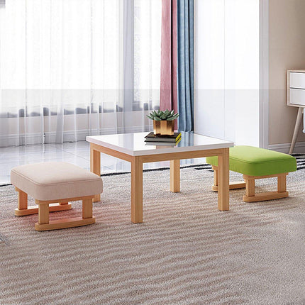 1PC Small Solid Wood Fabric Stool Creative Retro Footstool for Living Room Seat