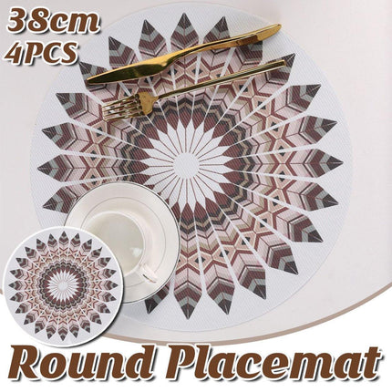 4PCS Bohemian Round Heat Resistant Dine Mat Anti Scalding Western Table Mat Set