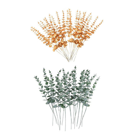 20PCS Eucalyptus Plastic Leaves Holiday Christmas Decor Wedding Home Flowers