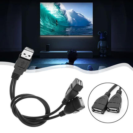Double USB Extension A-Male to 2 A-Female Y Cable Cord Power Adapter Splitter - Aimall