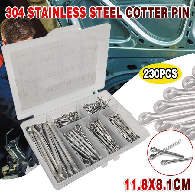 230PCS 304 Stainless Steel Cotter Pin Assortment Set Split Pin Value Kit NEW - Aimall