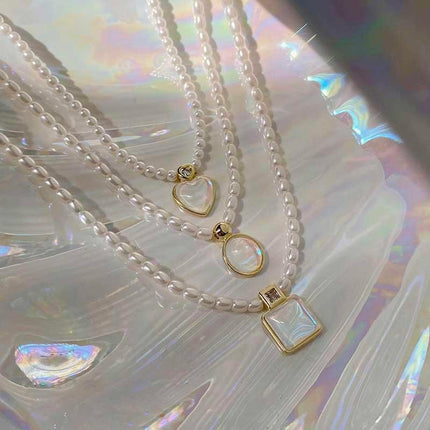 Retro Double Layer Women Necklace Pendant Necklace Clavicle Chain Pearl Choker - Aimall
