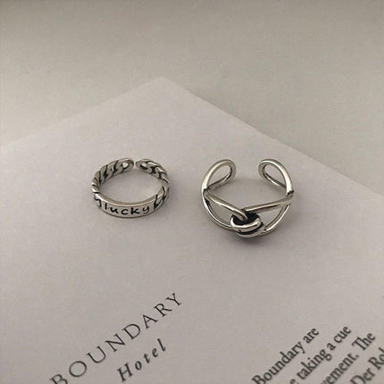 Geometric Cross Opening Ring Women Adjustable Retro Fashion Jewelry Gift