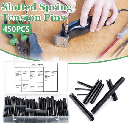 450PCS Roll Pin Assortment Kit Slotted Spring Tension Pins Fasteners Dowel