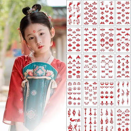 Chinese Forehead Stickers Waterproof Face Tattoo Eyebrow Makeup Decal Children - Aimall