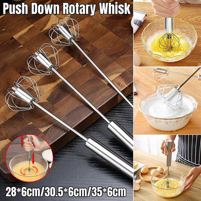 Stainless Steel Semi-Automatic Egg Beater Hand Pressed Kitchen Baking Tool