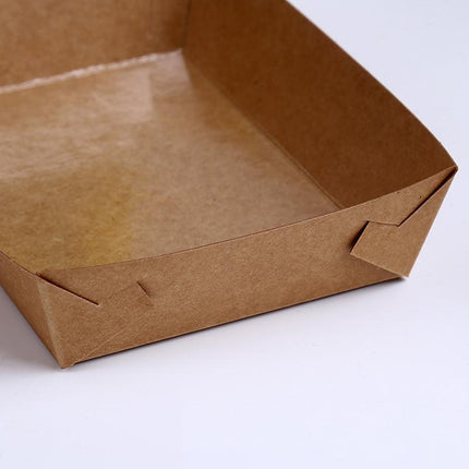 500PCS Kraft Cardboard Food Disposable Tray Brown Party Chips Takeaway Container Aimall