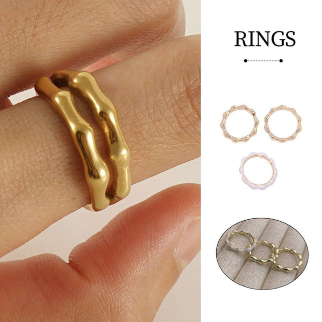 Painted Oil Round Irregular Simple Three-piece Ring