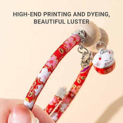 Camphor Wood Bead Collar with Bell Necklace for Cats and Dogs Pet Accessories