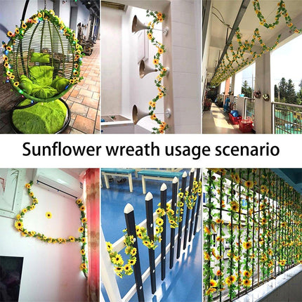 4pcs Artificial Sunflower Rattan Decorative Flower Garland Sunflower Vine Decor