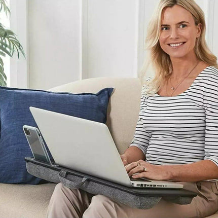 Multi Functional Laptop Desk with Cushion and Mouse Pad for Computer and Tablet