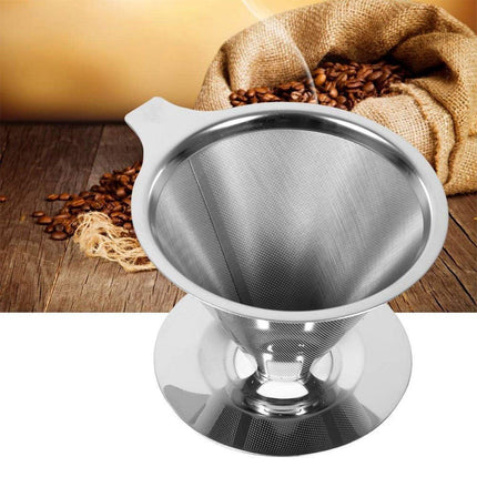 Stainless Steel Double Layer Hand Coffee Filter 600 Mesh Paper-Free Tea Funnel