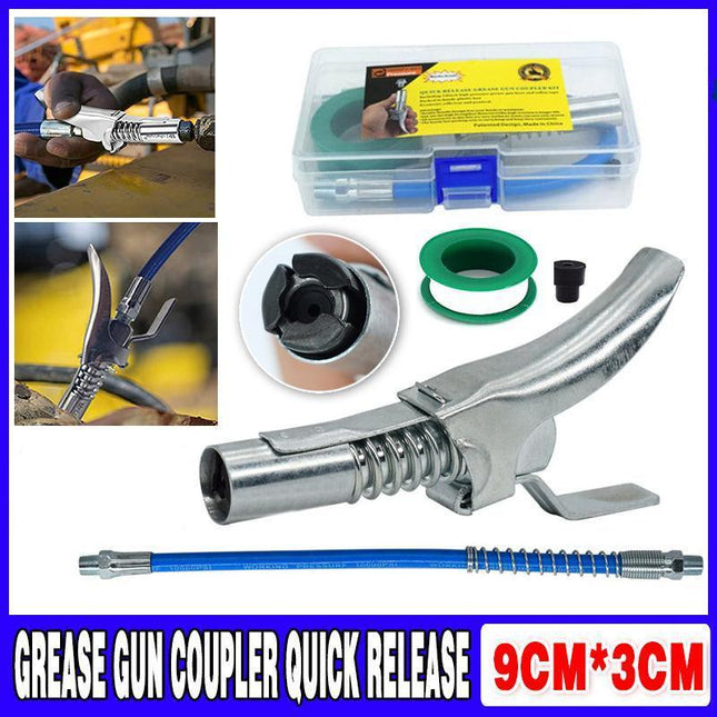 1/8" NPT Grease Gun Coupler Quick Release Lock On Coupling Car Workshop Farm Aimall