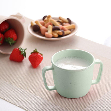 4PCS Bamboo Fiber Milk Drinking Cups with Handle Eco Friendly Small Grip Cups